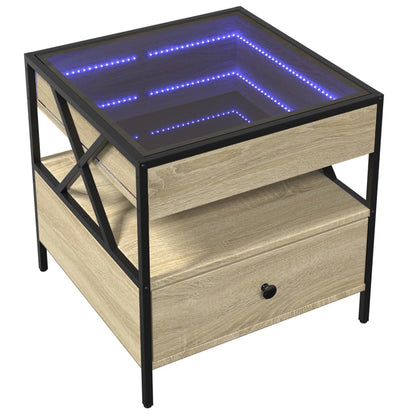 Coffee Table with Infinity LED Sonoma Oak 50x50x51 cm