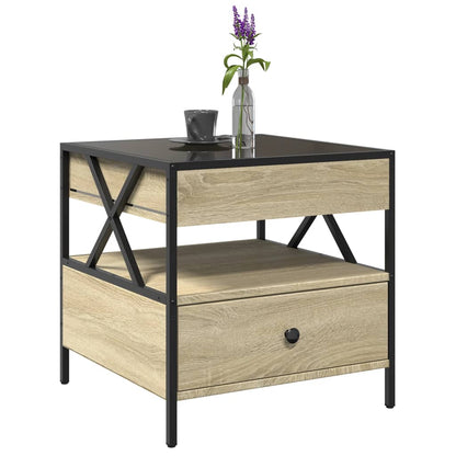 Coffee Table with Infinity LED Sonoma Oak 50x50x51 cm
