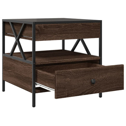 Coffee Table with Infinity LED Brown Oak 50x50x51 cm