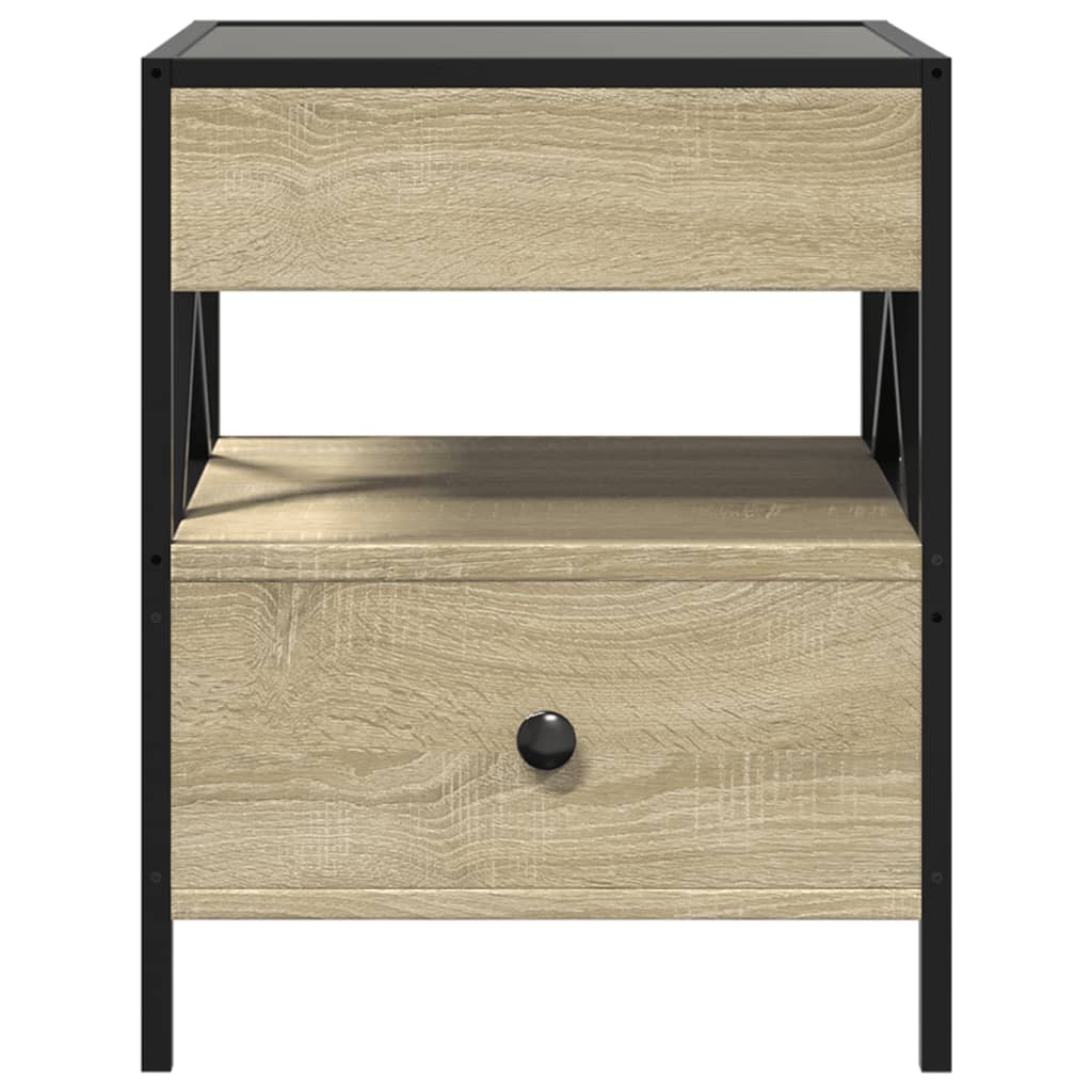 Coffee Table with Infinity LED Sonoma Oak 40x40x51 cm
