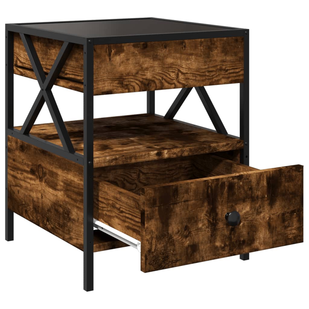Coffee Table with Infinity LED Smoked Oak 40x40x51 cm