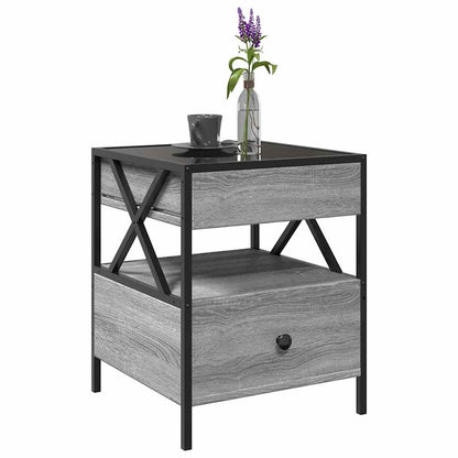 Coffee Table with Infinity LED Grey Sonoma 40x40x51 cm