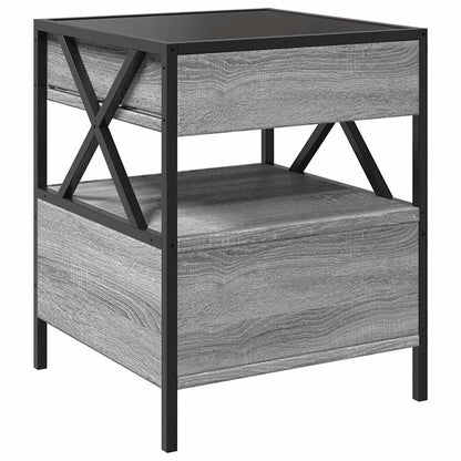 Coffee Table with Infinity LED Grey Sonoma 40x40x51 cm