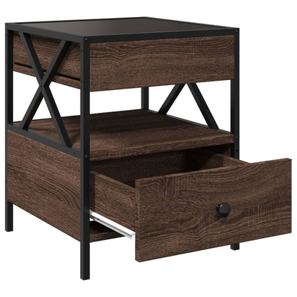 Coffee Table with Infinity LED Brown Oak 40x40x51 cm