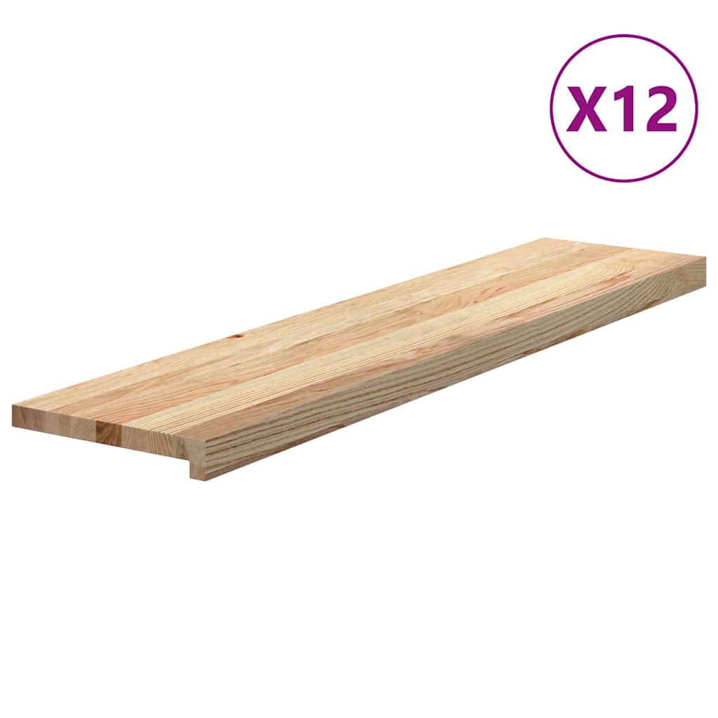 Stair Treads 12 pcs Untreated 110x25x2 cm Solid Wood Oak