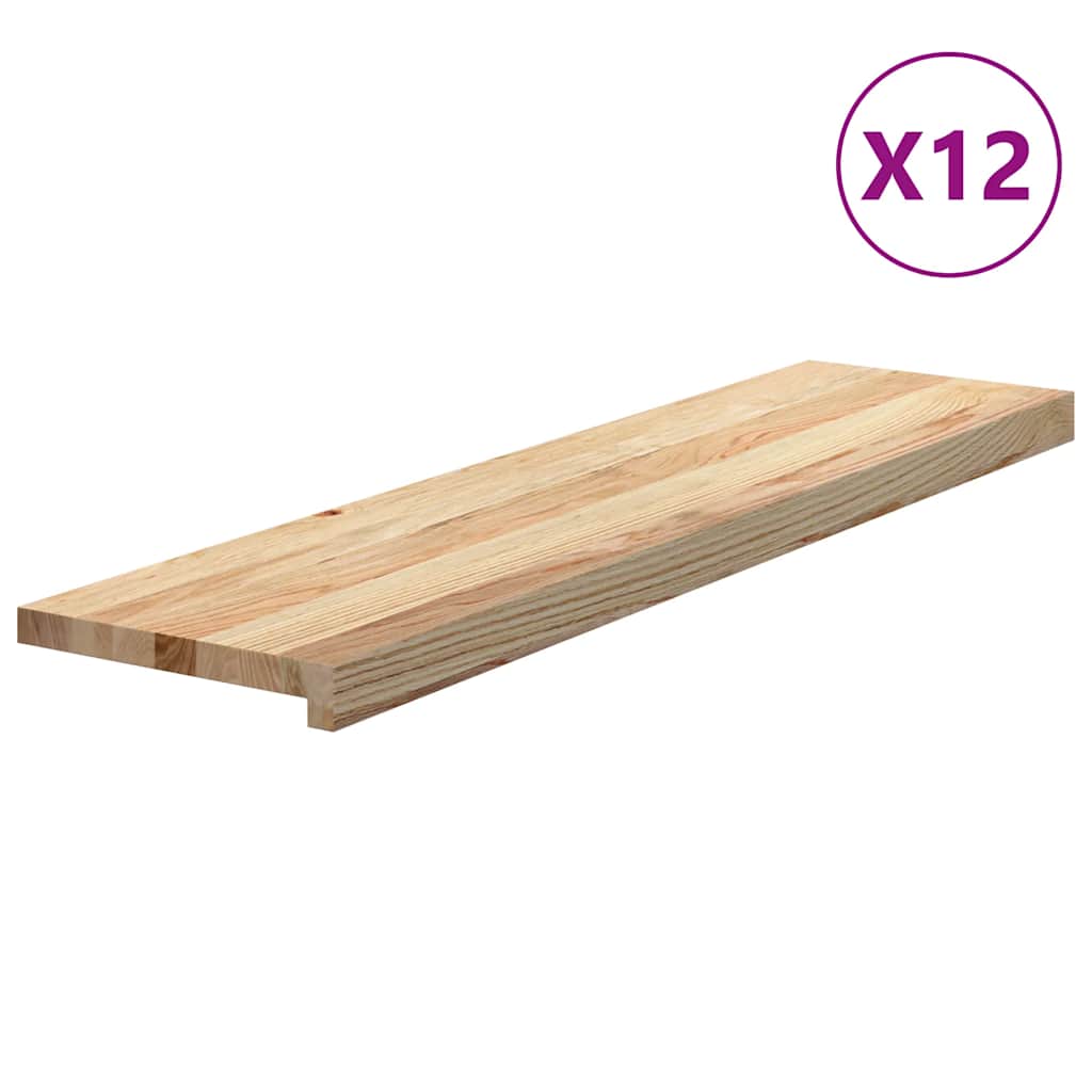 Stair Treads 12 pcs Untreated 100x30x2 cm Solid Wood Oak