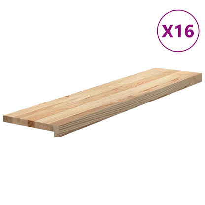 Stair Treads 16 pcs Untreated 110x25x2 cm Solid Wood Oak