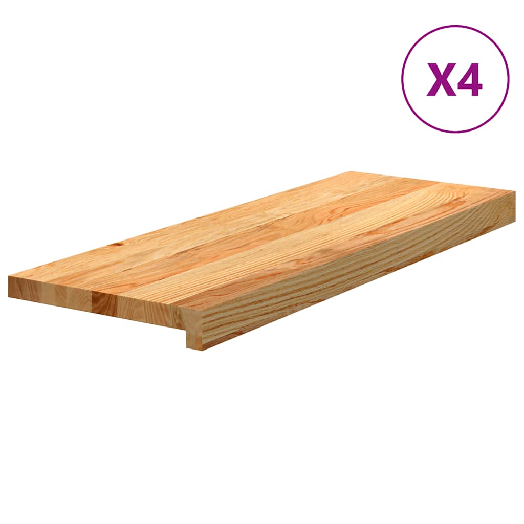 Stair Treads 4 pcs Light Brown 70x25x2 cm Solid Wood Oak