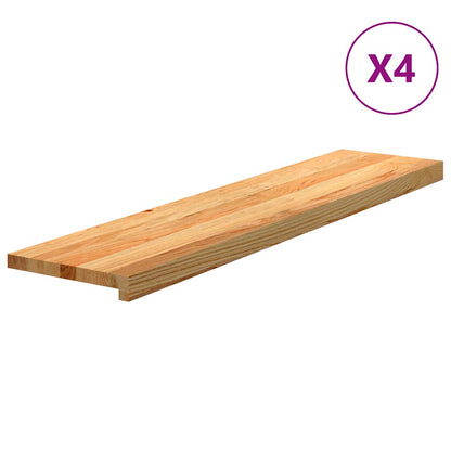 Stair Treads 4 pcs Light Brown 110x25x2 cm Solid Wood Oak
