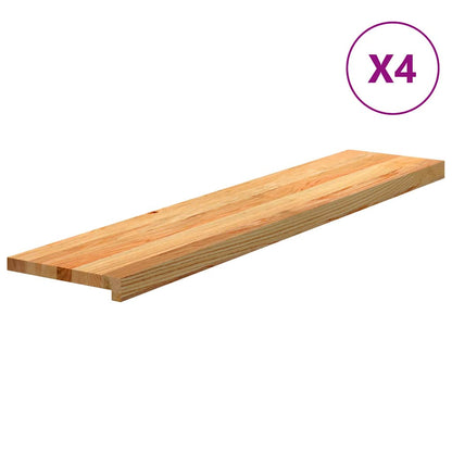 Stair Treads 4 pcs Light Brown 120x25x2 cm Solid Wood Oak