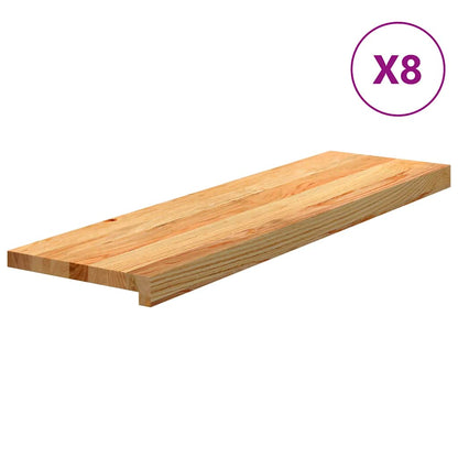 Stair Treads 8 pcs Light Brown 90x25x2 cm Solid Wood Oak