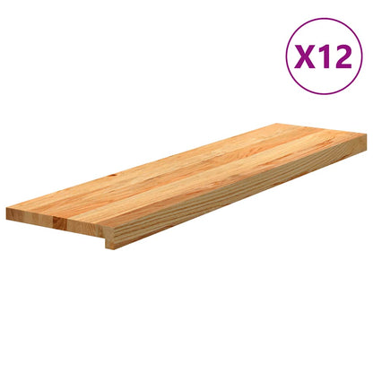 Stair Treads 12 pcs Light Brown 100x30x2 cm Solid Wood Oak