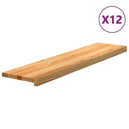 Stair Treads 12 pcs Light Brown 110x30x2 cm Solid Wood Oak