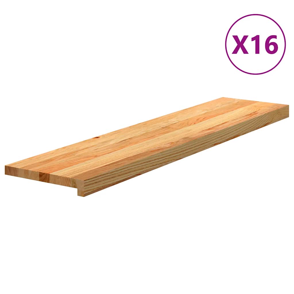 Stair Treads 16 pcs Light Brown 110x30x2 cm Solid Wood Oak