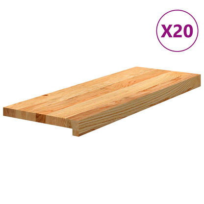 Stair Treads 20 pcs Light Brown 70x30x2 cm Solid Wood Oak
