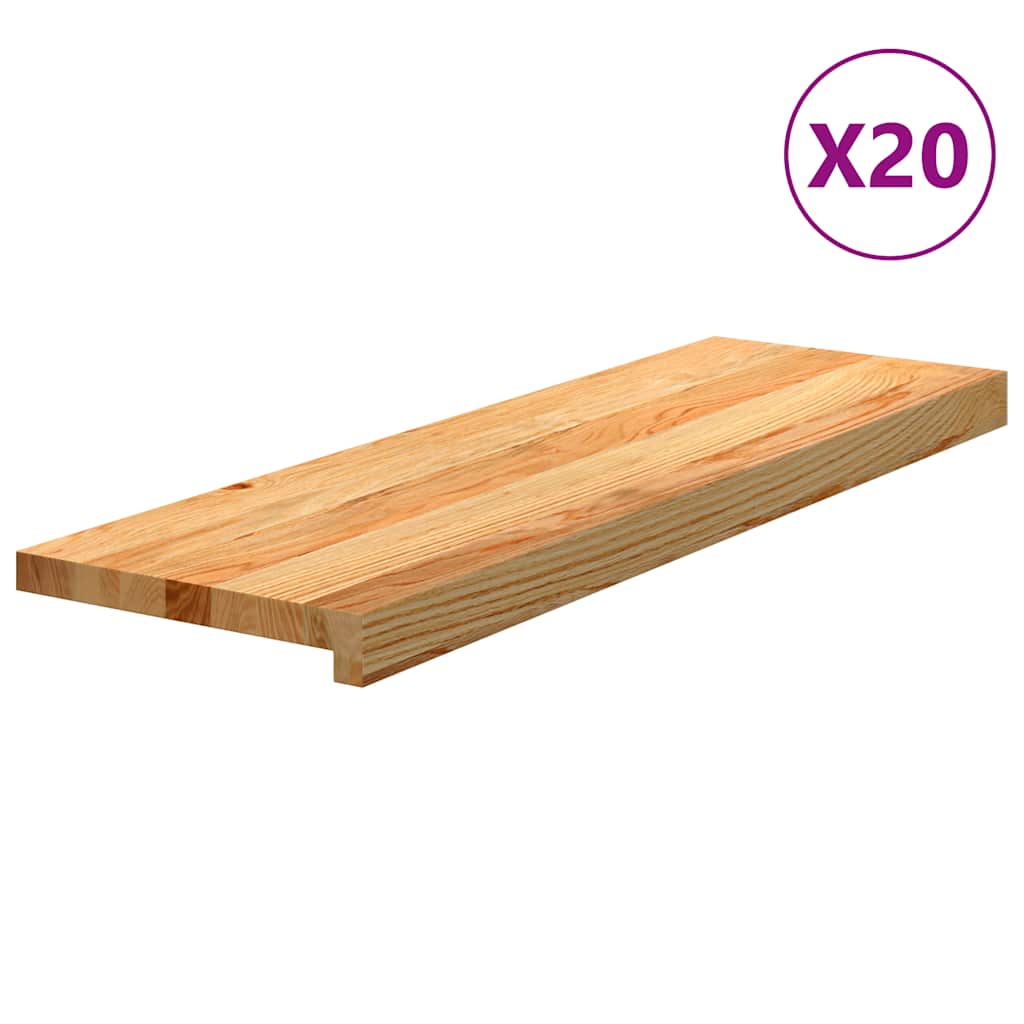 Stair Treads 20 pcs Light Brown 80x30x2 cm Solid Wood Oak