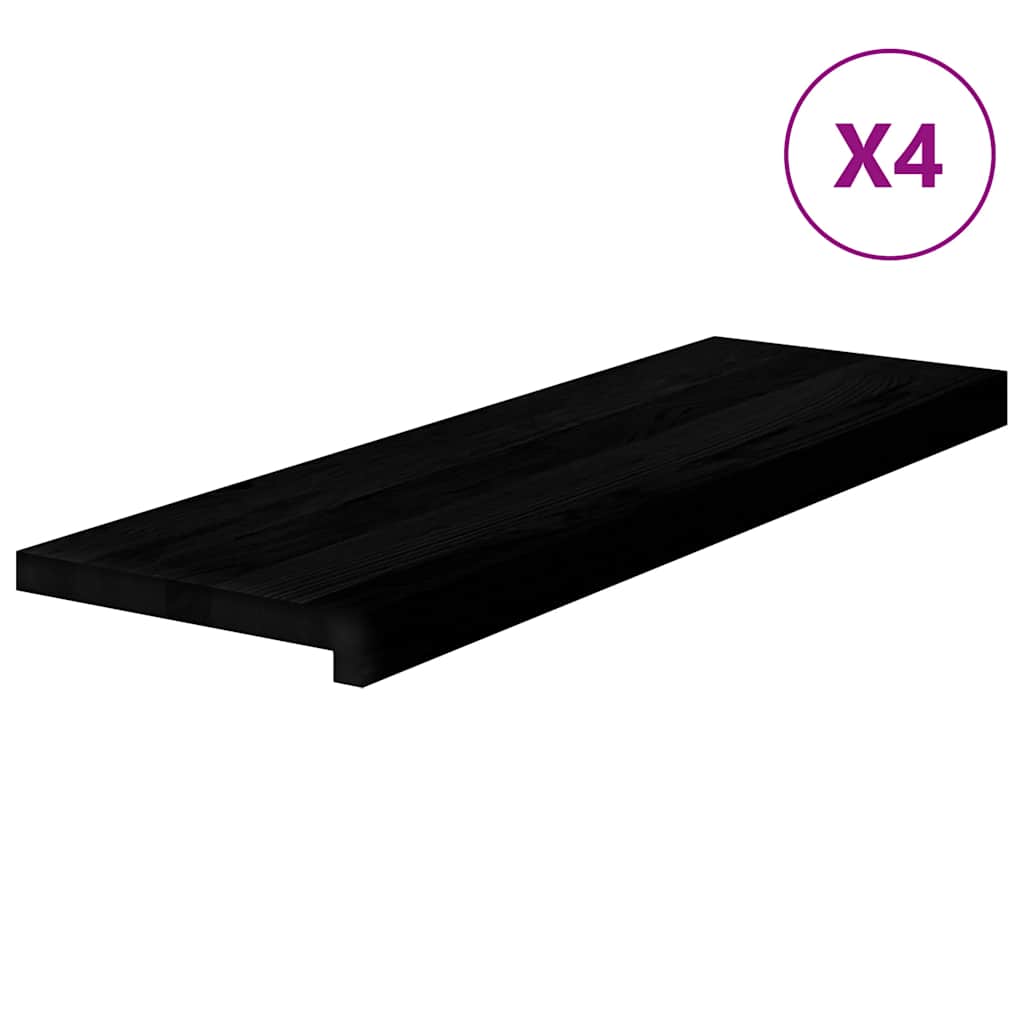 Stair Treads 4 pcs Dark Brown 80x25x2 cm Solid Wood Oak