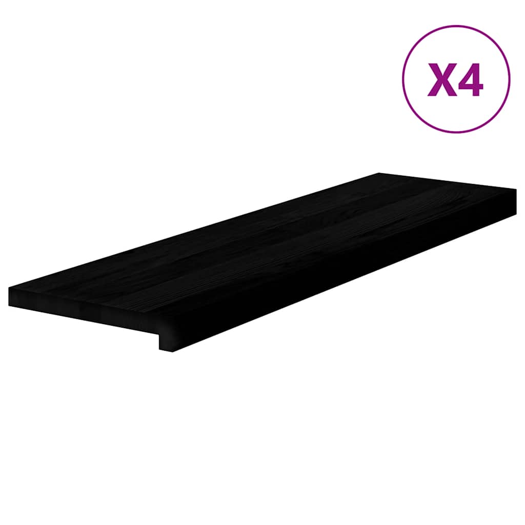 Stair Treads 4 pcs Brown Black 90x25x2 cm Solid Wood Oak
