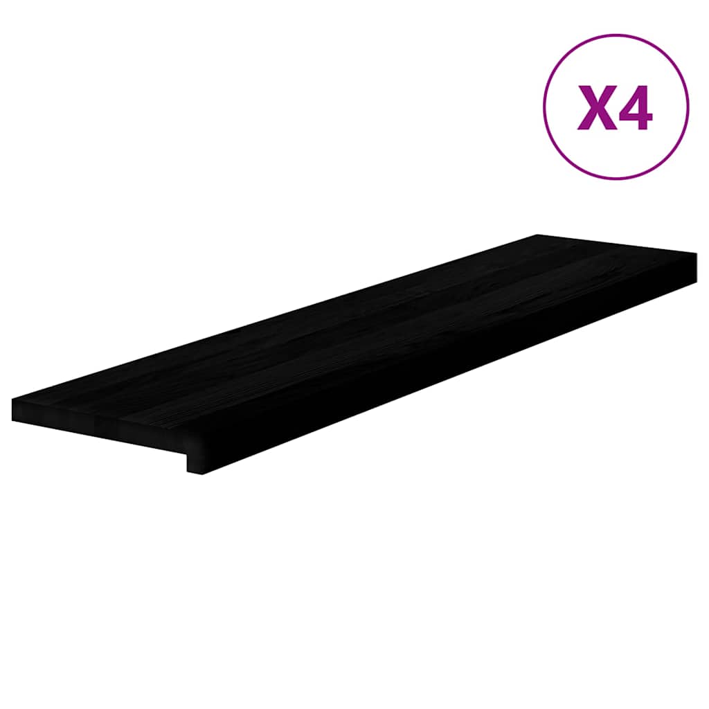 Stair Treads 4 pcs Dark Brown 110x25x2 cm Solid Wood Oak
