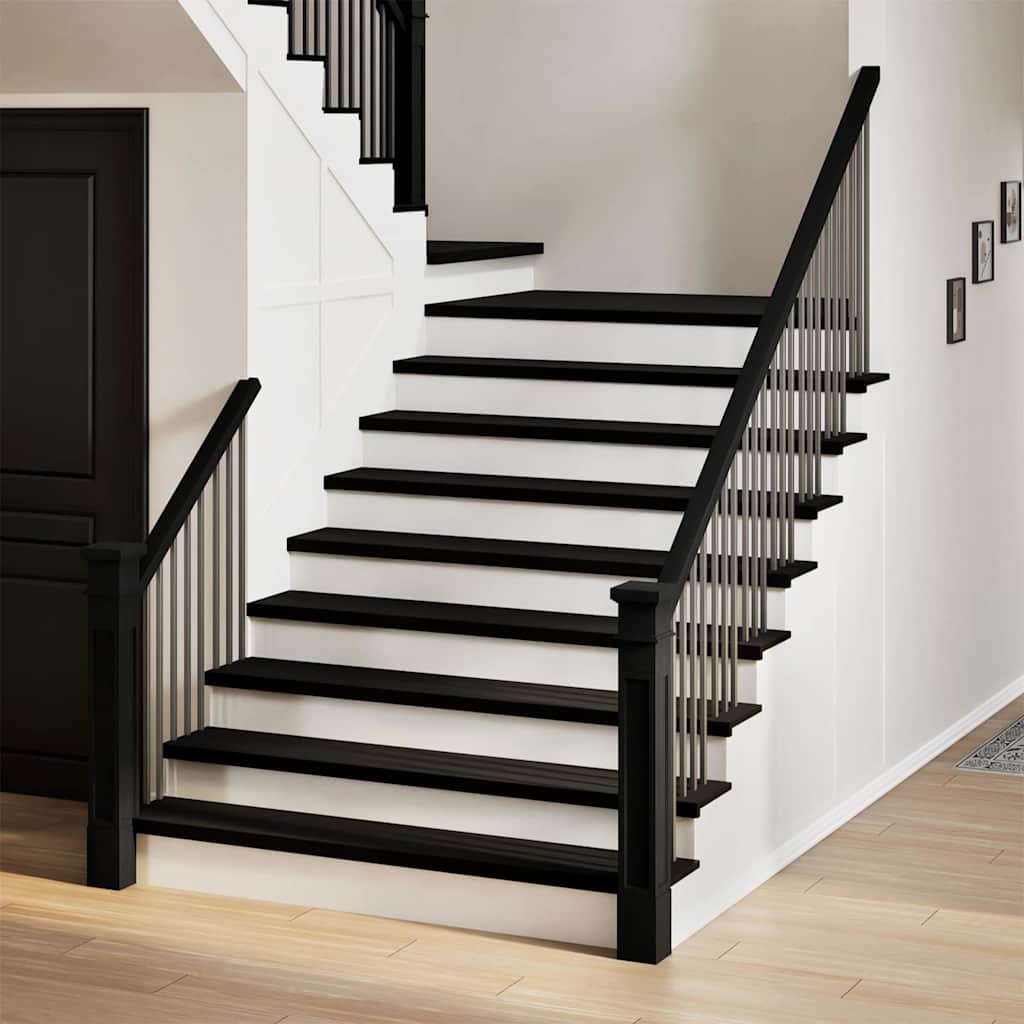 Stair Treads 4 pcs Brown Black 110x25x2 cm Solid Wood Oak