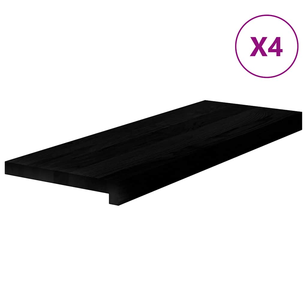 Stair Treads 4 pcs Dark Brown 70x30x2 cm Solid Wood Oak