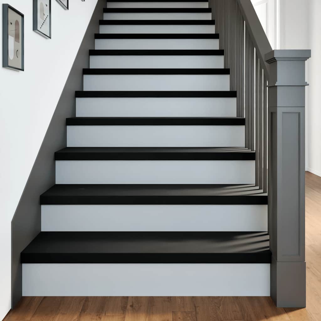 Stair Treads 4 pcs Brown Black 90x30x2 cm Solid Wood Oak