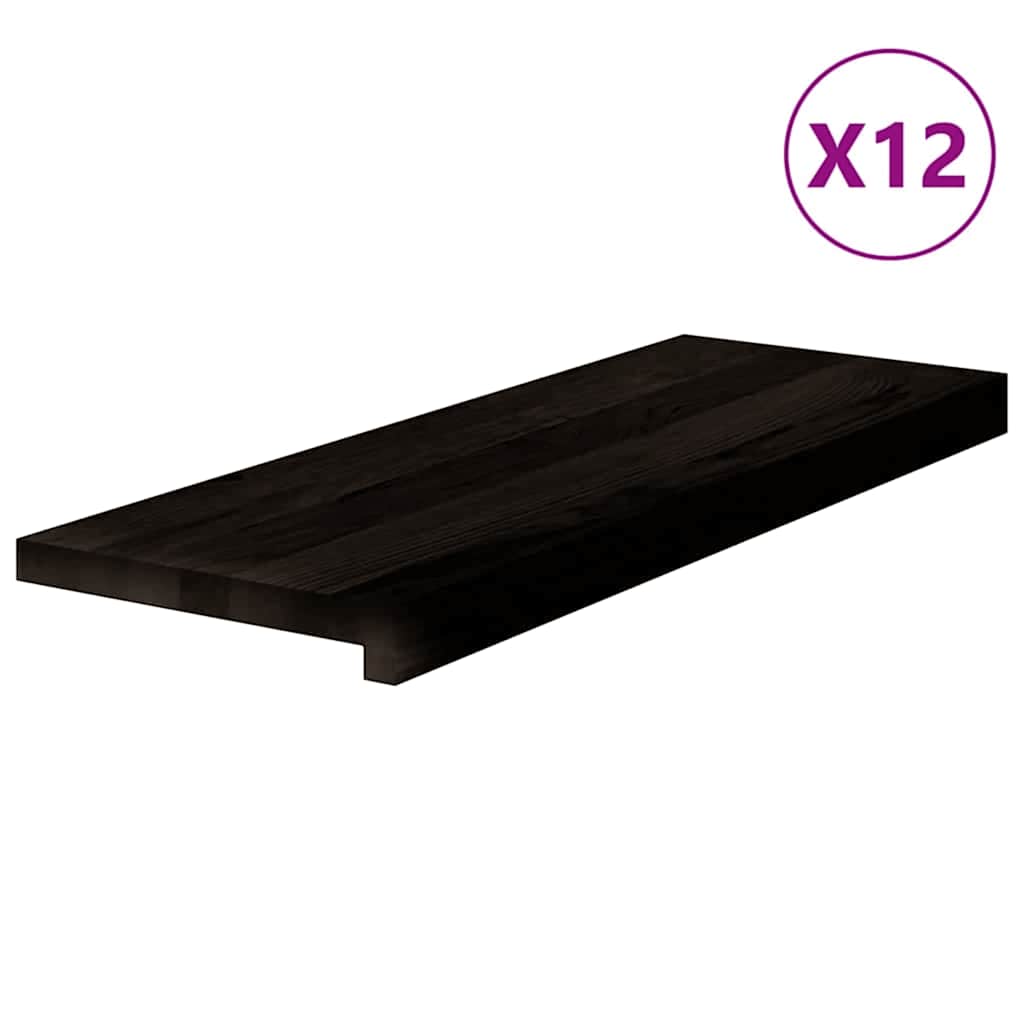 Stair Treads 12 pcs Dark Brown 70x25x2 cm Solid Wood Oak