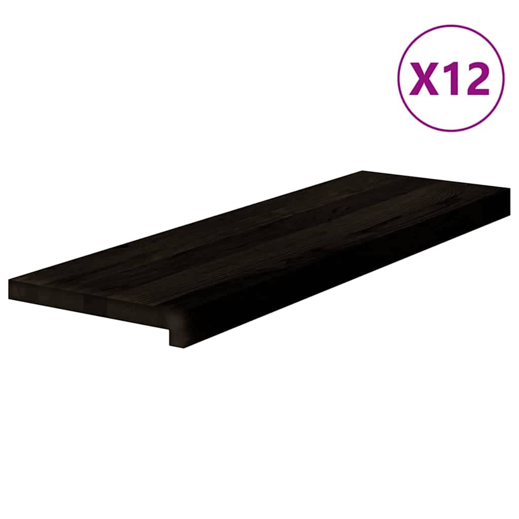 Stair Treads 12 pcs Dark Brown 80x25x2 cm Solid Wood Oak