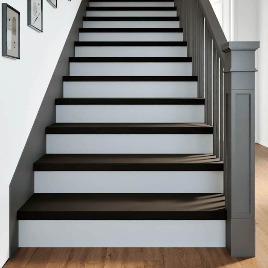 Stair Treads 12 pcs Brown Black 100x25x2 cm Solid Wood Oak