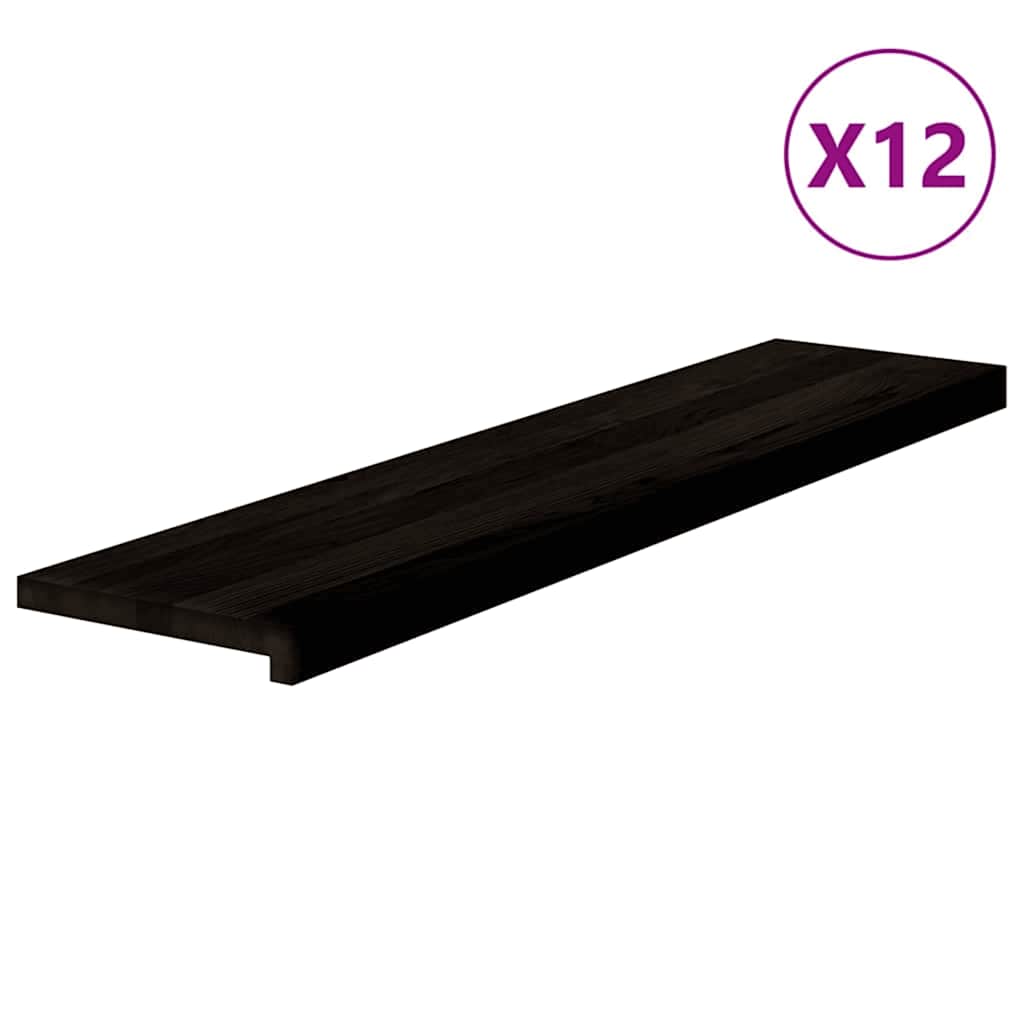 Stair Treads 12 pcs Dark Brown 110x25x2 cm Solid Wood Oak