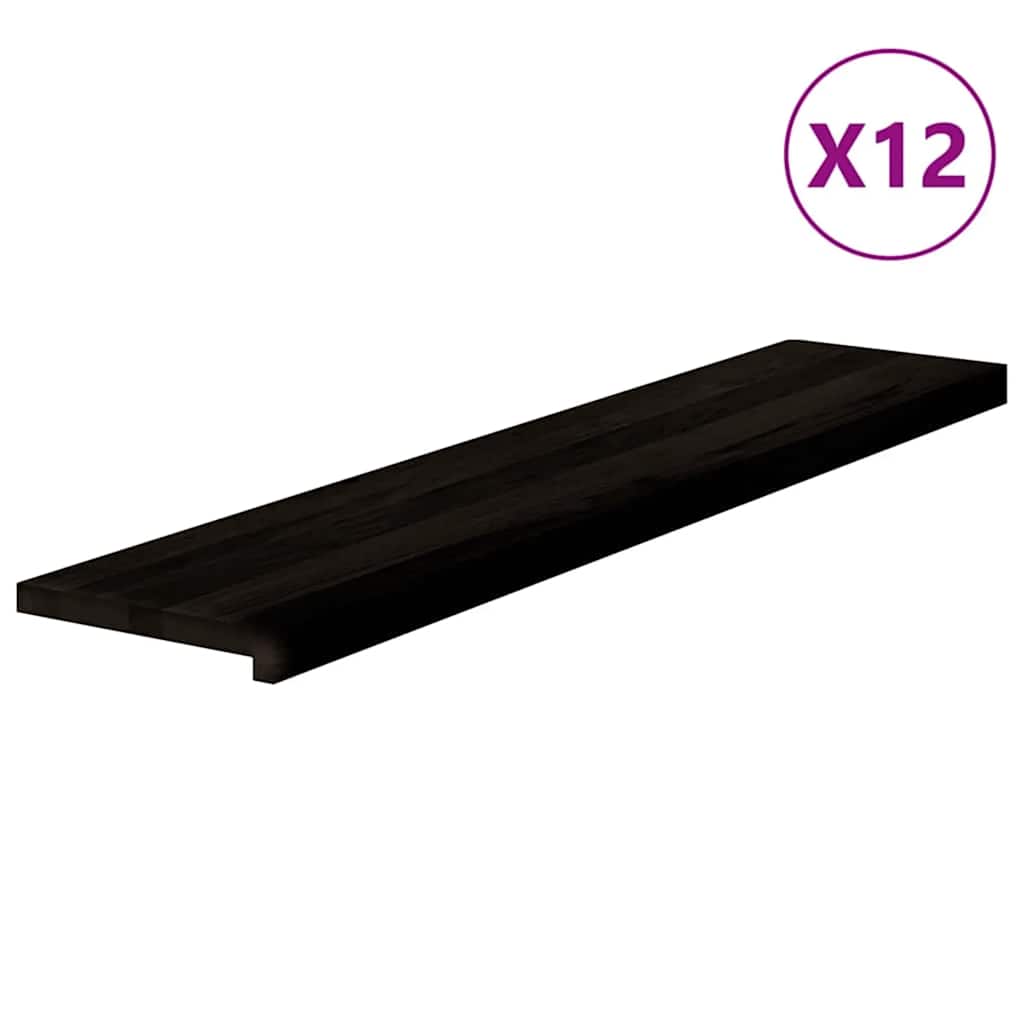 Stair Treads 12 pcs Dark Brown 120x25x2 cm Solid Wood Oak