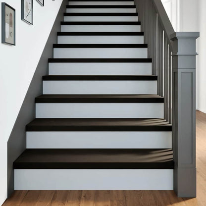 Stair Treads 12 pcs Brown Black 100x30x2 cm Solid Wood Oak