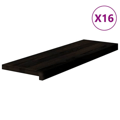 Stair Treads 16 pcs Dark Brown 80x30x2 cm Solid Wood Oak