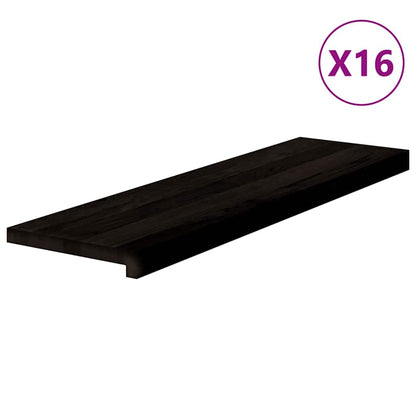 Stair Treads 16 pcs Brown Black 90x30x2 cm Solid Wood Oak