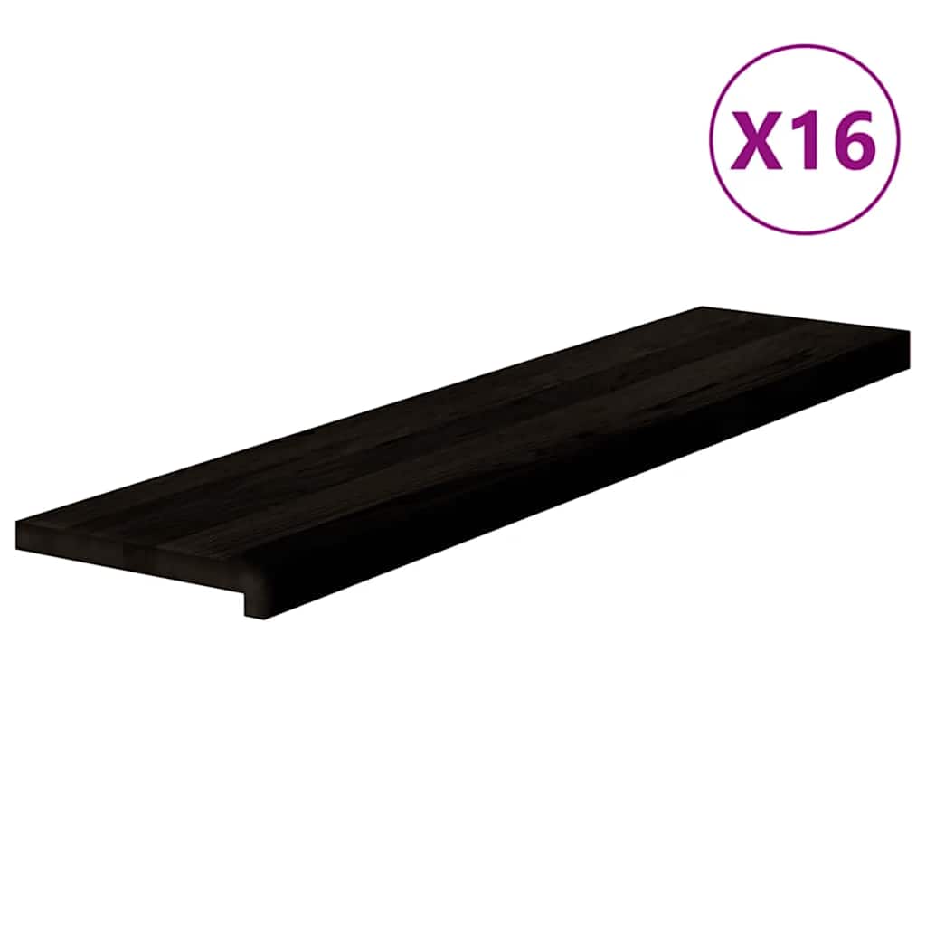 Stair Treads 16 pcs Brown Black 110x30x2 cm Solid Wood Oak