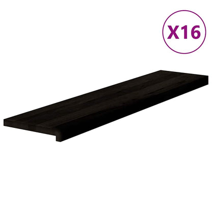 Stair Treads 16 pcs Brown Black 110x30x2 cm Solid Wood Oak