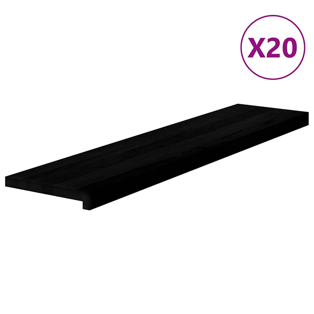 Stair Treads 20 pcs Brown Black 110x30x2 cm Solid Wood Oak