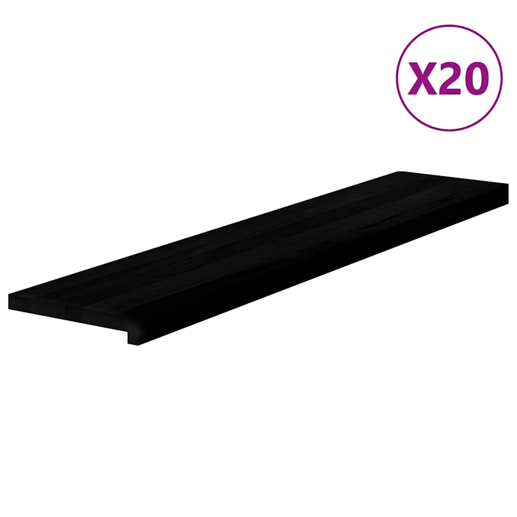 Stair Treads 20 pcs Brown Black 120x30x2 cm Solid Wood Oak
