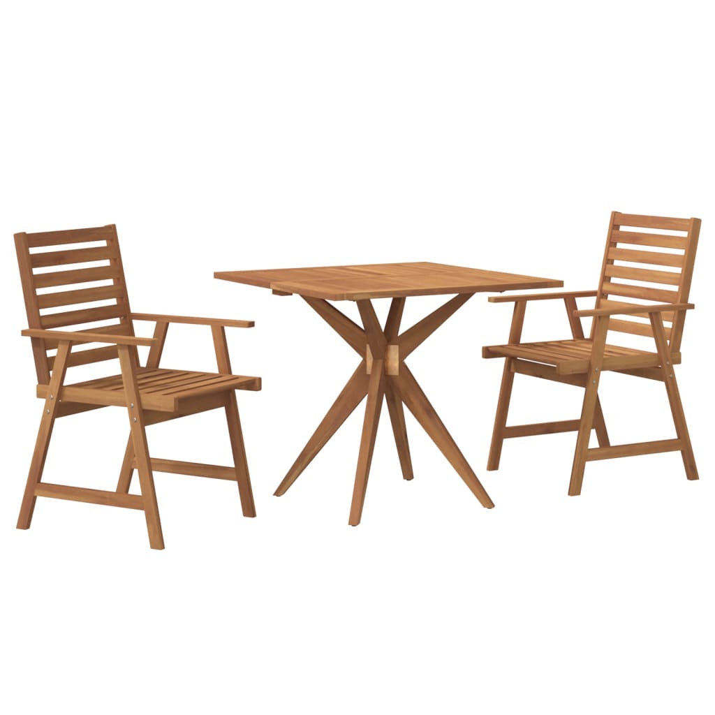 3 Piece Garden Dining Set Solid Wood Acacia