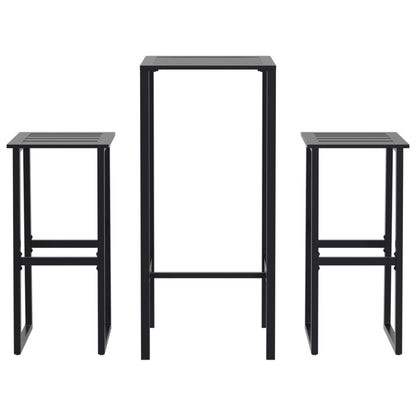 3 Piece Garden Bar Set Black Powder-coated Steel