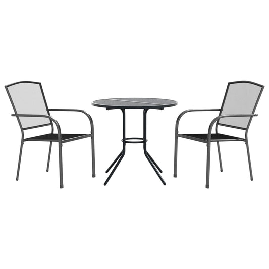 Stackable Garden Chair Set 3 pcs Anthracite Powder-coated Steel