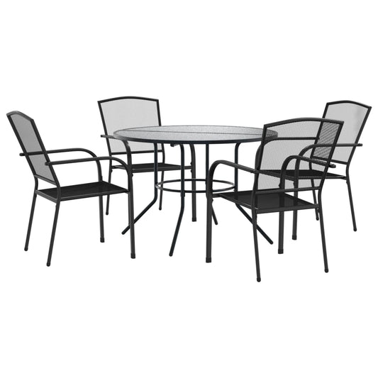 Stackable Garden Chair Set 5 pcs Anthracite Powder-coated Steel