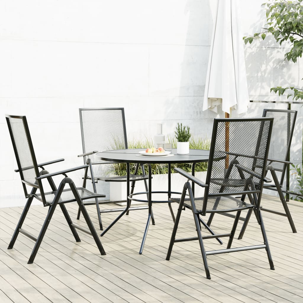 Reclining Garden Chair Set 5 pcs Anthracite Powder-coated Steel
