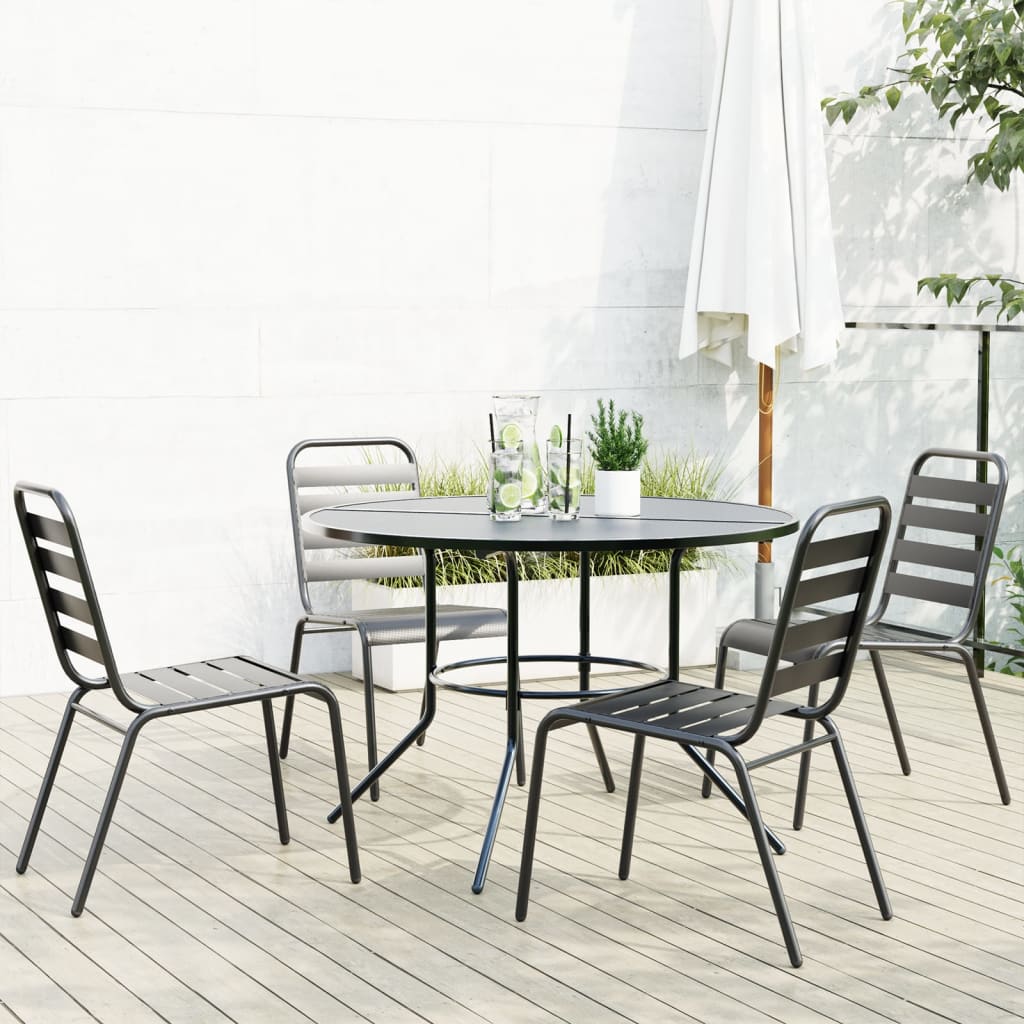 Stackable Garden Chair Set 5 pcs Anthracite Powder-coated Steel