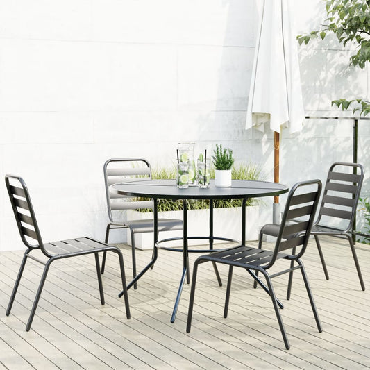 Stackable Garden Chair Set 5 pcs Anthracite Powder-coated Steel