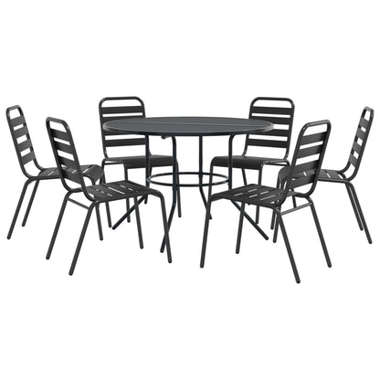 Stackable Garden Chair Set 7 pcs Anthracite Powder-coated Steel