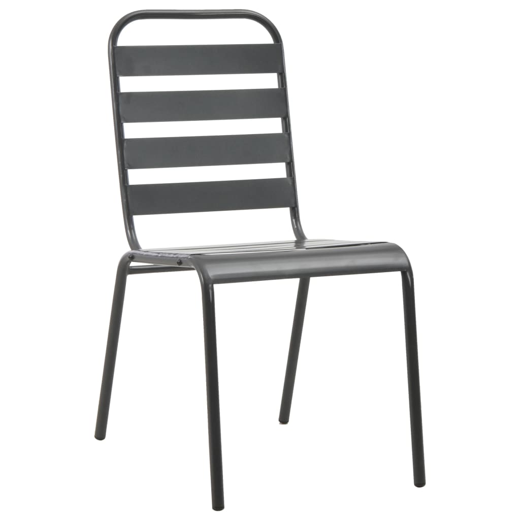 Stackable Garden Chair Set 7 pcs Anthracite Powder-coated Steel