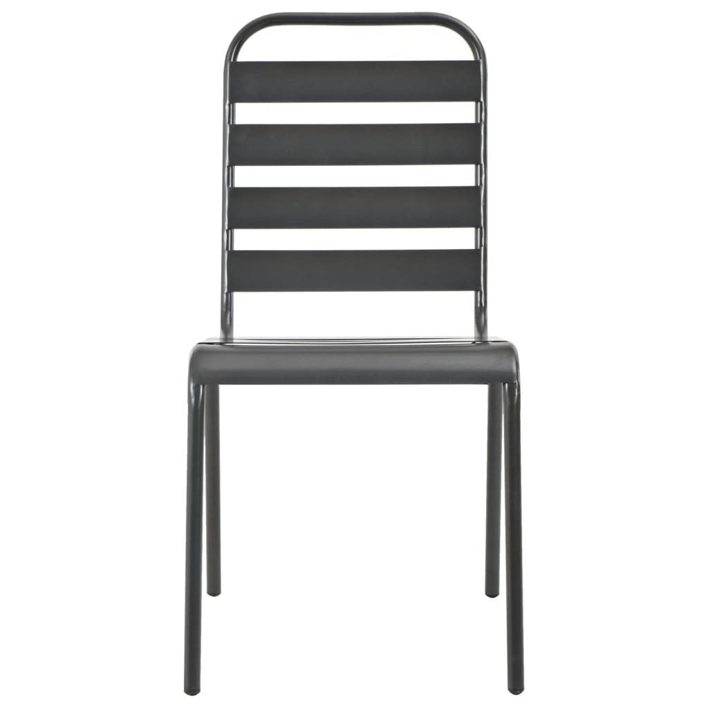 Stackable Garden Chair Set 7 pcs Anthracite Powder-coated Steel