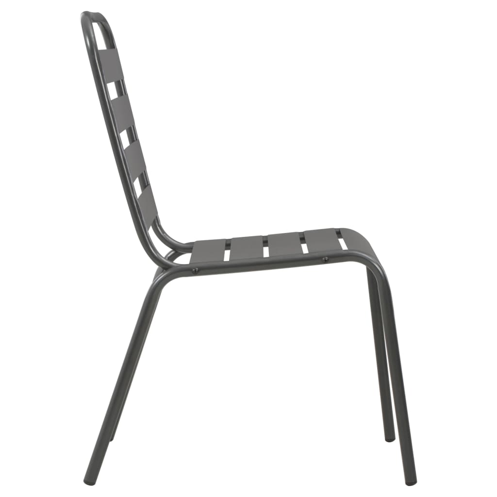 Stackable Garden Chair Set 7 pcs Anthracite Powder-coated Steel