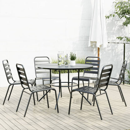 Stackable Garden Chair Set 7 pcs Anthracite Powder-coated Steel